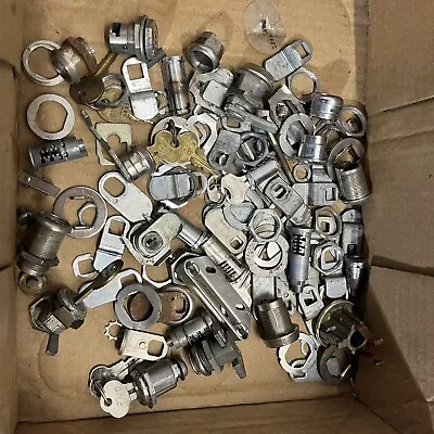 Lot Of Cam Locks & Parts Pieces W/ & W/o Keys Tabs Nuts Cole National ILCO Etc • $12.97