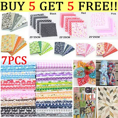 7x FABRIC BUNDLES REMNANTS SQUARES PATCHWORK QUILTING MATERIAL - 100% COTTON • £3.62