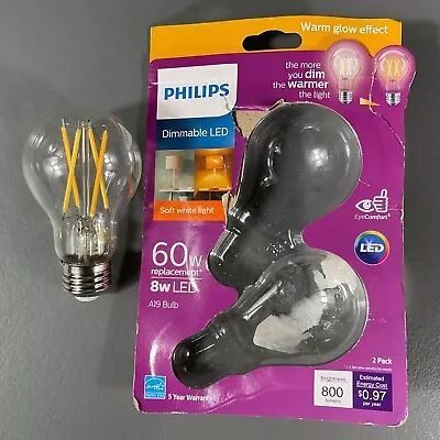 Philips Dimmable LED Soft White Light Bulbs A19 60 Watt Replacement - 1 BULB • $1.60