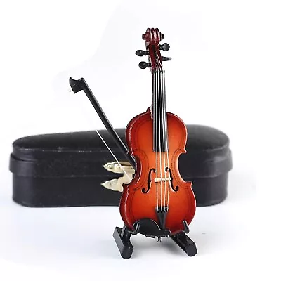 Seawoo Dselvgvu Wooden Miniature Violin With StandBow And Case Mini Musical I... • $24.97