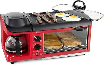 3-in-1 Breakfast Station Coffee Maker Non-Stick Griddle And 4-Slice Toaster Oven • $71.41