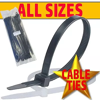 BLACK & NATURAL/WHITE Cable Ties Tie Wraps Zip Ties Strong Various Sizes & Qtys • £1.89