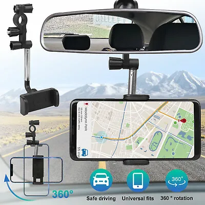 $7.59 • Buy 2021 Universal 360° Car Rear View Mirror Mount Holder Cradle For Cell Phone GPS