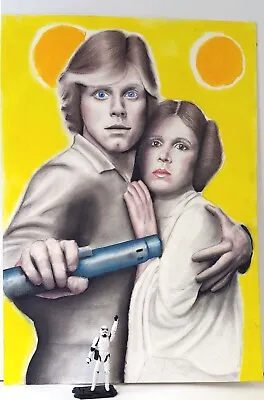 £193.70 • Buy Star Wars Princess Leia Luke Skywalker Original Handpainted Portrait Wall Art