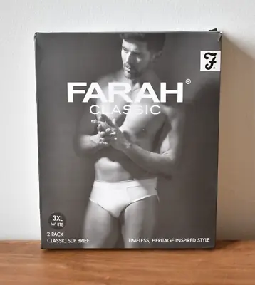 Mens Farah Brief 3XL White 2 Pack Classic Slip (I) • £7.99