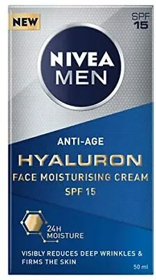 NIVEA MEN Hyaluron Face Cream 50ml Anti Wrinkle Face Cream Reduces Deep Wrinkle • £9.14