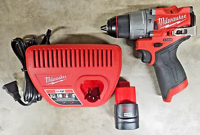 Milwaukee M12 FUEL 1/2  Hammer Drill W/ 2.0aH Battery & Charger Model# 3404-20 • $99.90