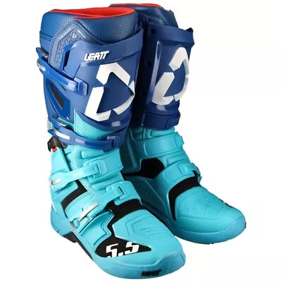 Leatt 5.5 FlexLock Boots Motocross Dirt Bike MX Color Aqua Size 8 • $119.99