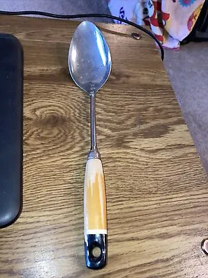 Vintage ECKO USA Spoon  Chrome With Wood Handle 12  • $13.34