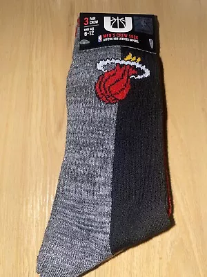 Unk Nba Miami Heat Mens Crew  Socks Size 6-12 Nwt 3 Pack • $19.95