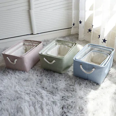 UK Clothes Organiser Foldable Baskets Drawer Box Toys Books Canvas Storage • £7.19