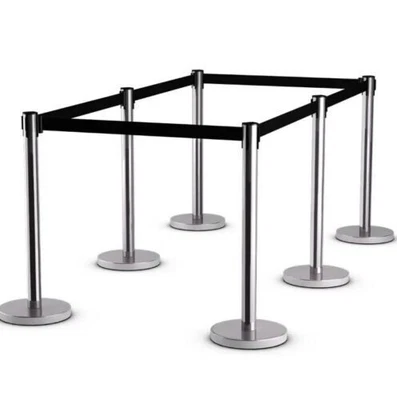 £74.99 • Buy 6 Pcs Belt Stanchion Queue Rope Barrier With Retractable Belt Crowd Control