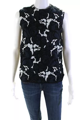 Vionnet Womens Blue Textured Printed Crew Neck Sleeveless Blouse Top Size S/M • $60.99