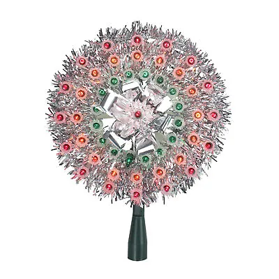 Northlight Lighted Silver Tinsel Starburst Christmas Tree Topper - 8  Multi • $19.49