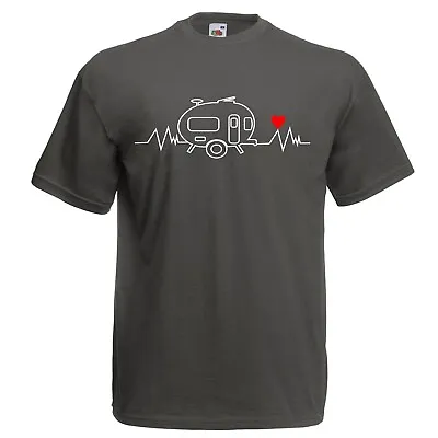 Heartbeat Retro Caravan T-Shirt Camping T Shirt Glamping TShirt Caravanning • £10.99