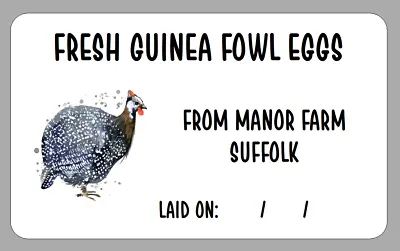 Personalised Guinea Fowl Egg Box Labels Small Carton Or Box Stickers With Date • £2.70