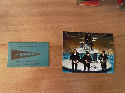 BEATLES 1964 CAVERN CLUB MEMBERSHIP CARD  W/SIGNED ED SULLIVAN PHOTO Repro 1417 • $0.99