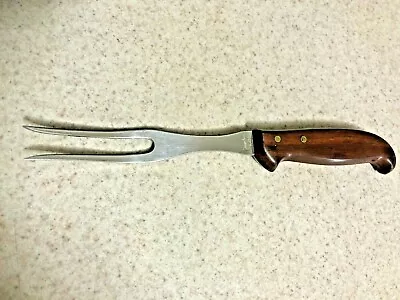 Vintage  9  Meat Carving Fork Wood Handle Stainless Steel • $7.99