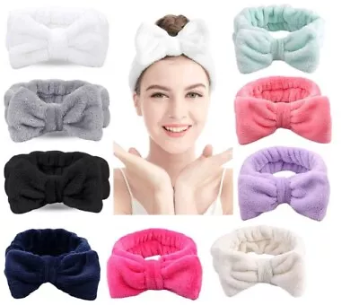 Soft Fleece Fluffy Elastic Headband Makeup Cosmetic Facial Shower Spa Hair Band • £3.17