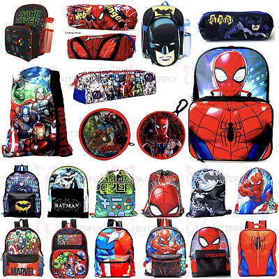 Avengers Spiderman Batman Kids Boy School Backpack LunchBox Pencil Book Bag • £5.95