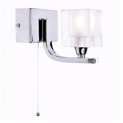 Litecraft Wall Light 1 Arm With Glass Cube Shade - Polished Chrome Clearance     • £27.99