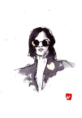 Portrait Ink & Bleach Original Contemporary Painting . A5 Signed By Artist Vital • £35.99
