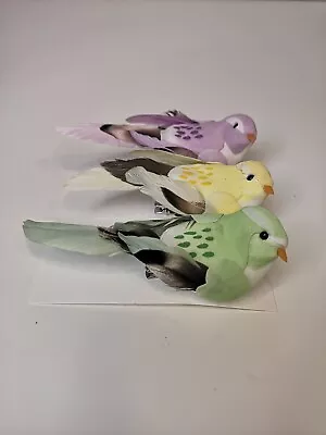 3 Colourful Clip On Birds Easter Decorations 10x4cm Green Yellow Purple • £6.90