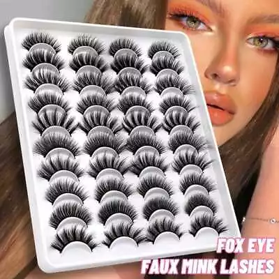 20 Pair 3D Faux Mink False Eyelashes Wispy Cross Long Thick Soft Fake Eye Lashes • £4.79