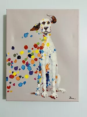 Dalmatian Color Spotted Dog Canvas Wall Art 14 L X 11 W Decor Artist Edition • $20.99