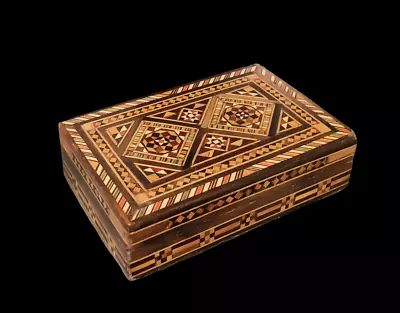 Damascus Micro Mosaic Wood Box Old / Vintage 1950-1970 Great Inlay Marquetry • $55