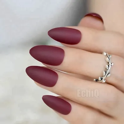 24 Pcs Matte Acrylic Fake Nails Popular Nail Patch Solid Color False Nails Gifts • £3.21