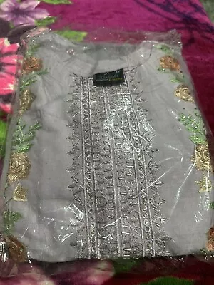 Pakistani Indian Suit ShalwarKameez Dress 3 Piece Lilac Lawn With Dubatta • £24.99