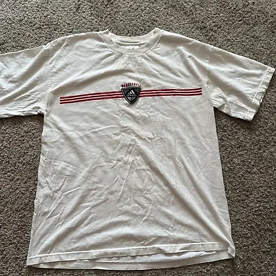 Vintage Adidas Basketball Shirt White 90s Textured Logo Made In USA Large • $19.99