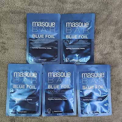 5 Pack Masque BAR Blue Foil Metallic Peel Off Mask Hydrating Calming Lot Of 5 • $11.04