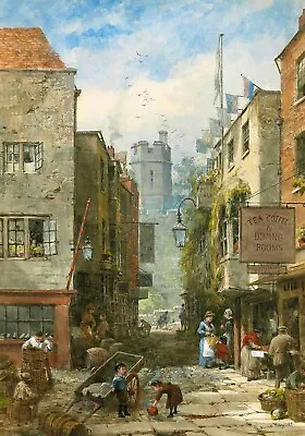 Louise J Rayner Windsor Castle From Market Street Across Castle Hill Art  Canvas • £22.95