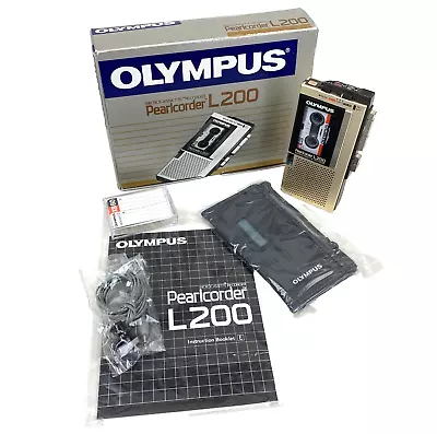 Olympus Pearlcorder L200 Microcassette Recorder W/ Case Earpiece & Tape Vintage • $69.95