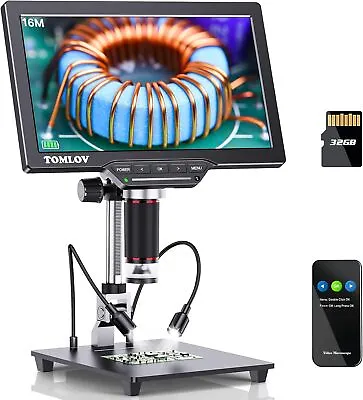 TOMLOV DM202 Digital Magnifier 10In Coin Microscope HDMI Camera&Video Soldering • $140.99