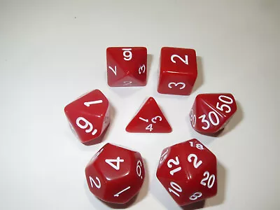 RPG Dice Set Of 7 - Opaque Red D4 D6 D8 D10 D12 D20 D00-90 • $7.19