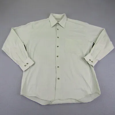 Vintage Yves Saint Laurent Shirt Mens Medium Green Button Up Long Sleeve YSL ^ • $24.48