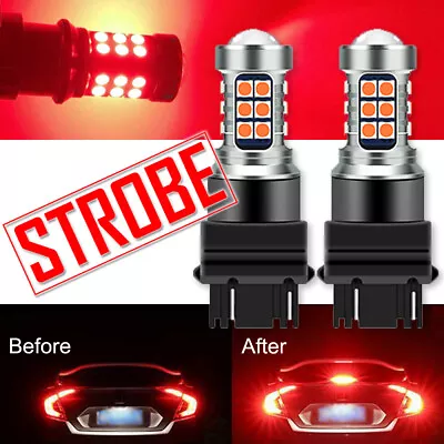 3157 Red LED Bright Strobe Flash Blinking Brake Tail Stop Light/Parking Bulbs • $7.76