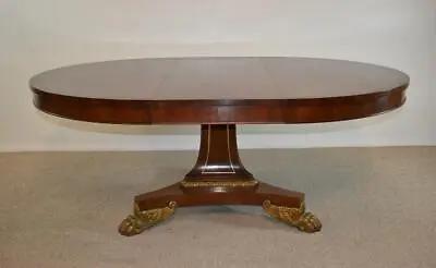 Mahogany Empire Style Dining Table By Baker Furniture Round W/ Leaf Paw Feet • $3900