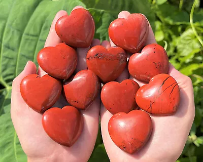 Red Jasper Heart Stone LARGE 1.5  Natural Polished Red Jasper Crystal Hearts • $11.95