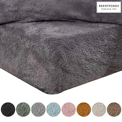 £11.99 • Buy Brentfords Teddy Fleece Fitted Sheet Thermal Warm Single Double King Bedding NEW
