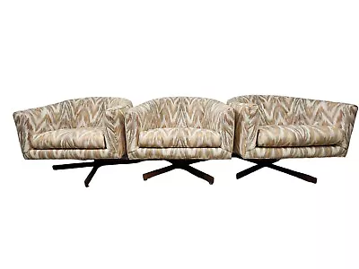 Signed Milo Baughman Swivel Lounge Chairs Set Of 3! Thayer Coggin Original Flame • $4800