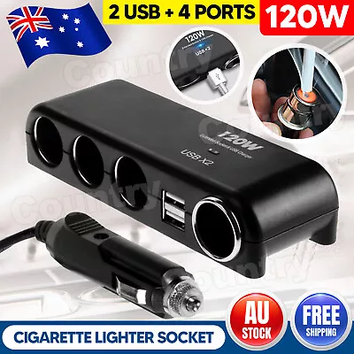 24V 12V 4 Way Multi Socket Car Cigarette Splitter Lighter USB Adapter Charger • $10.95