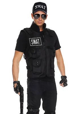 4 PC. Men SWAT Officer Vest Costume Set • $64.99