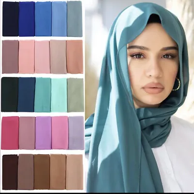 £3.99 • Buy CHIFFON Ladies Maxi Long Plain Scarf Hijab Shawl Wrap Sarong Best Quality 180x80