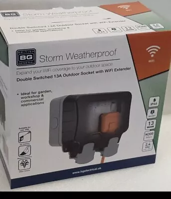 £18.79 • Buy BG 13A Weatherproof Outdoor Switched Double Socket WiFi Range Booster Extender