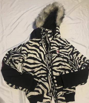 B6 Womens Zebra Print Puffer Coat Size Small • £17.99