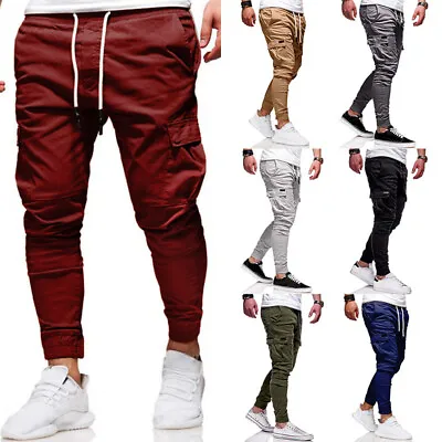 Men's Casual Joggers Pants Sweatpants Cargo Combat Loose Baggy Workout Trousers • $18.99